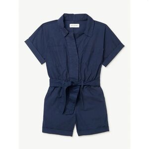 Navy Blue Short Sleeve Romper